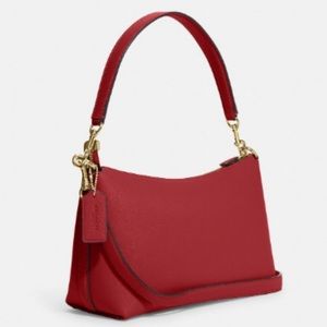 Coach Red Clara Shoulder Crossbody Bag In Signature Canvas